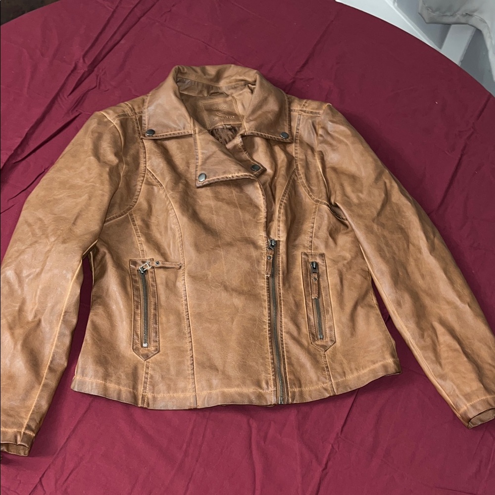 Tan Faux Leather Women's Jacket